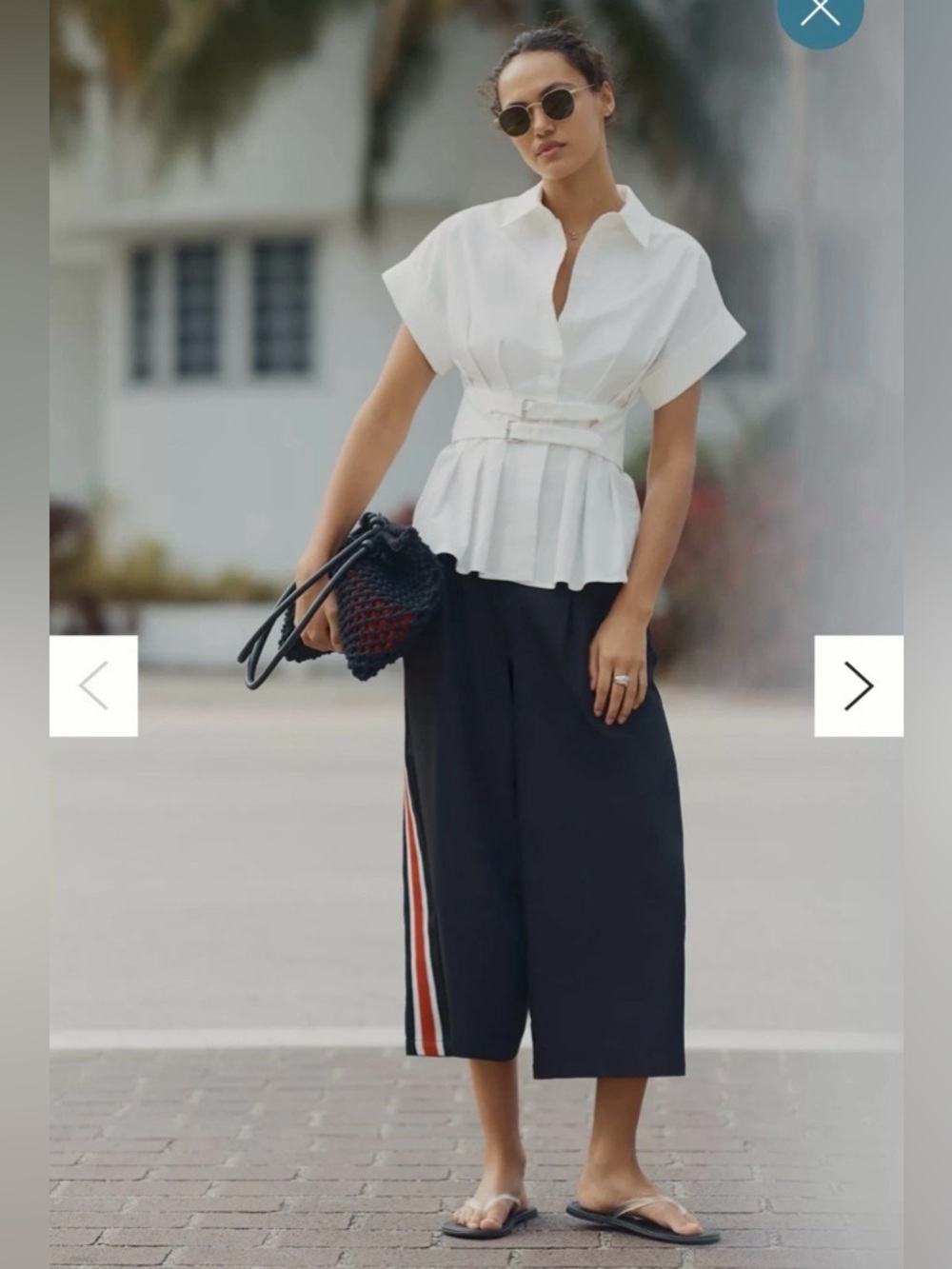 Maeve by ANTHROPOLOGIE Women’s Pleated Track Culotte Cotton Trousers Black Sz S